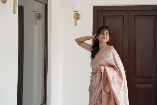Signature bridal banarasi saree in Blush Pink with jeri work