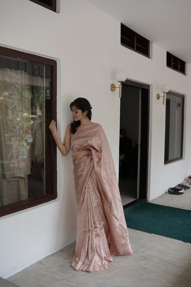 Signature bridal banarasi saree in Blush Pink with jeri work