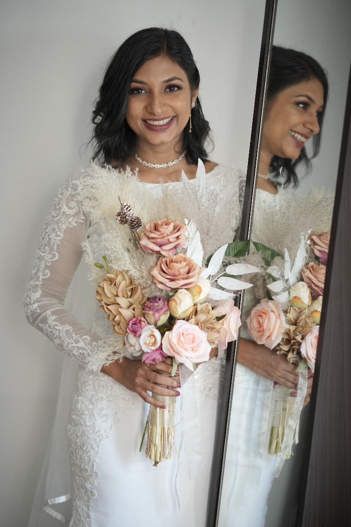Signature Christian bridal Mermaid Sheath Gown In Matt Spandex Carried By Bride Anju