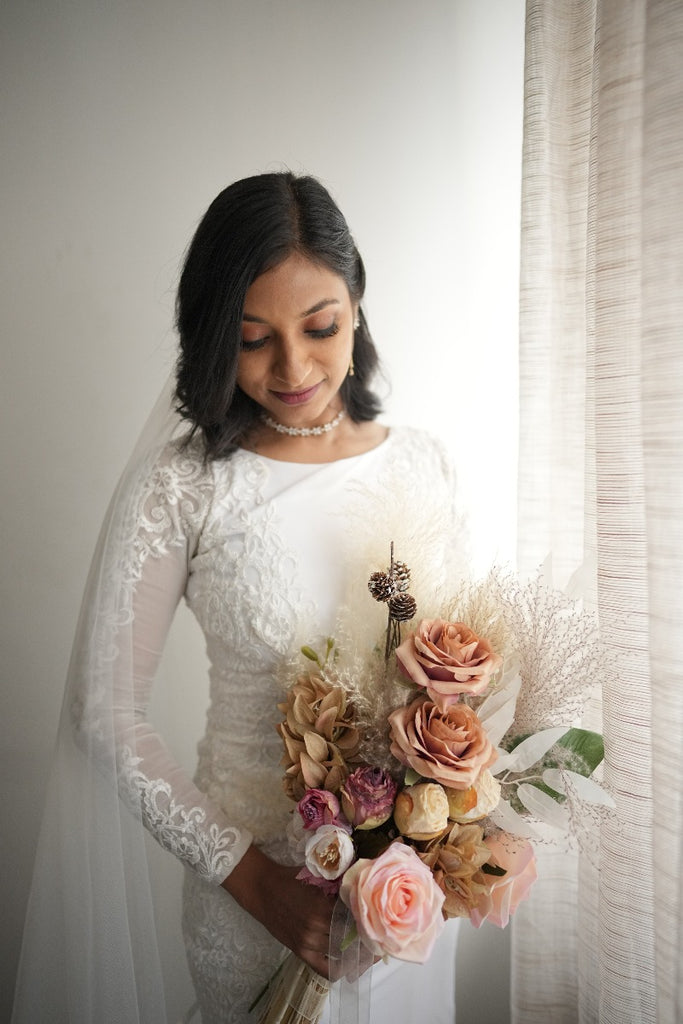 Signature Christian bridal Mermaid Sheath Gown In Matt Spandex Carried By Bride Anju