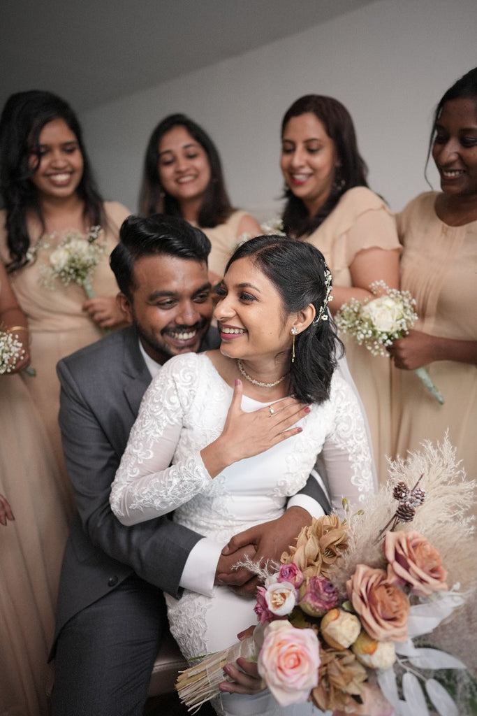 Signature Christian bridal Mermaid Sheath Gown In Matt Spandex Carried By Bride Anju