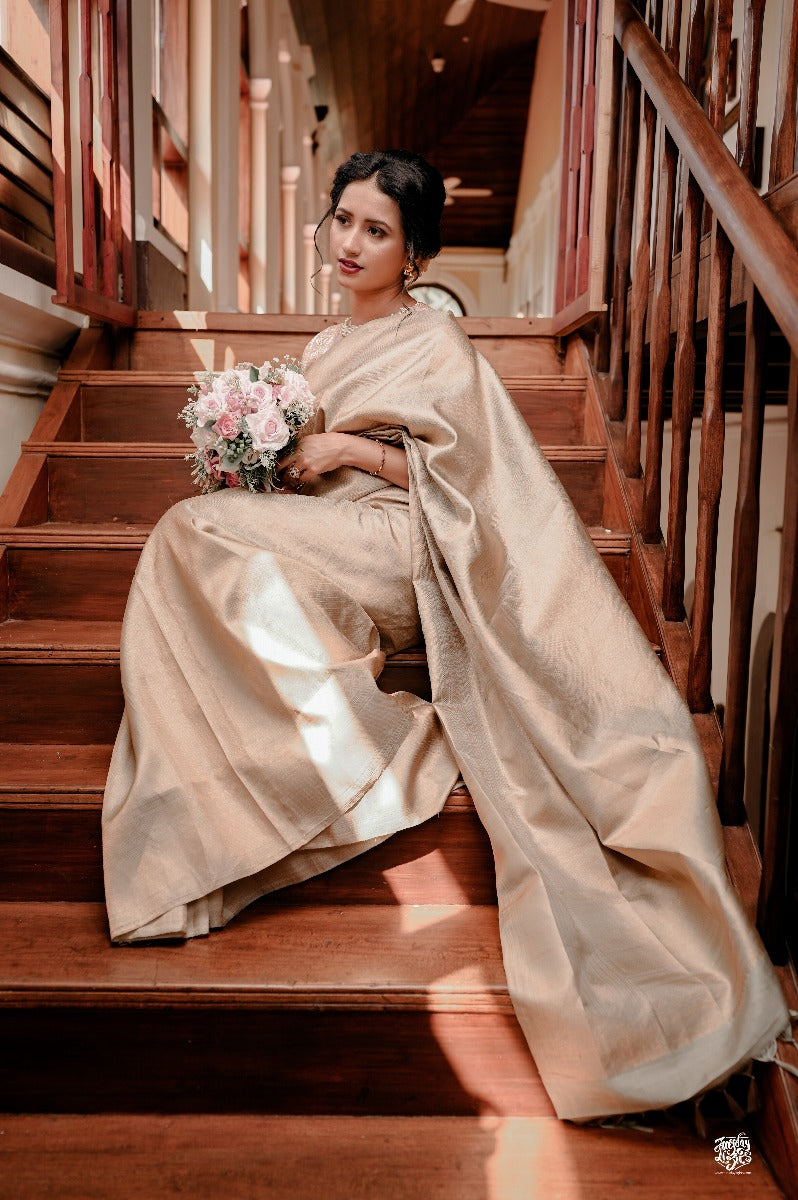 Signature bridal kanjivaram saree in Nude Green Shade with Jeri Fully Woven