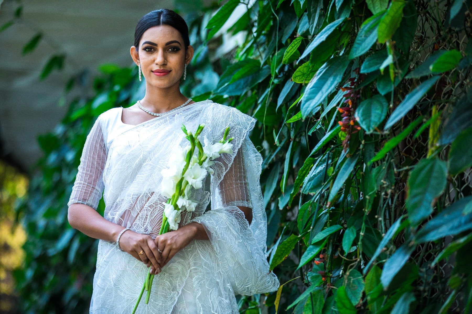 Alkananda Bodapaty in Pearl White Embellished Organza Silk Saree - Etsy